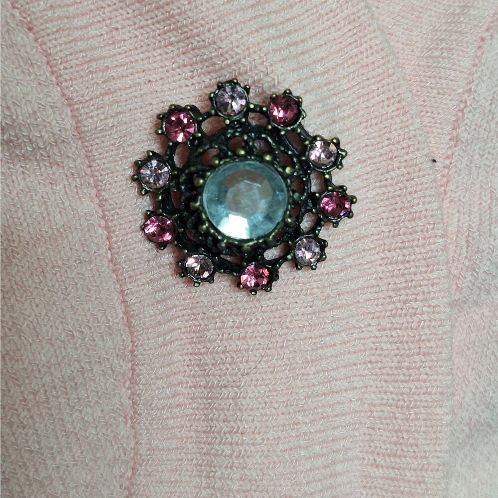 Vintage Y2K Cropped Cardigan Emma James XL Jewel Rhinestone Fairy Kei Coquette - Picture 3 of 12
